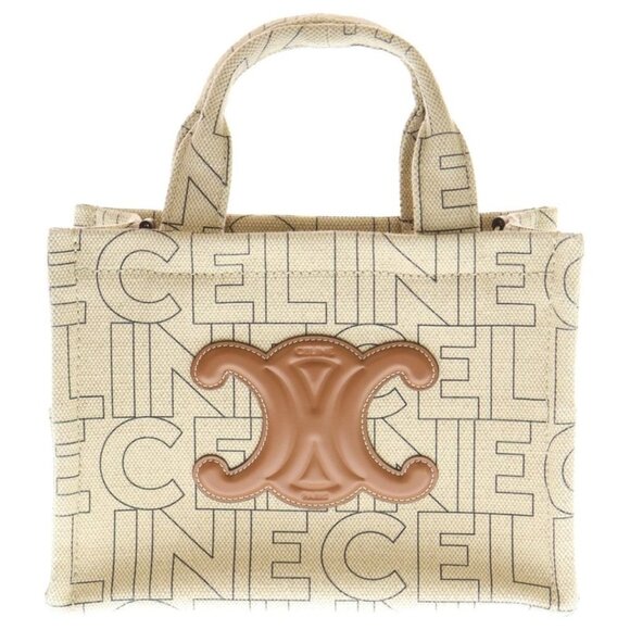Celine Handbags - Celine Small Cabas Tice Triomphe Logo Canvas Leather 2-Way Hand Shoulder Bag
